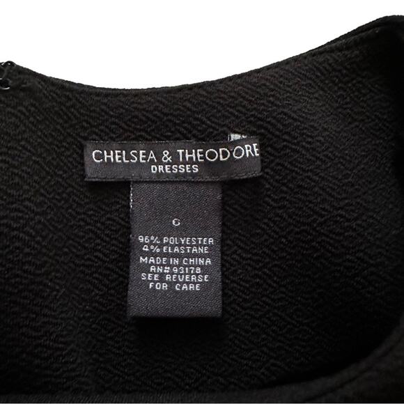 Chelsea & Theodore Black Pink Embroidered Floral Short Sleeve Shift Dress Size 6 - Picture 2 of 12